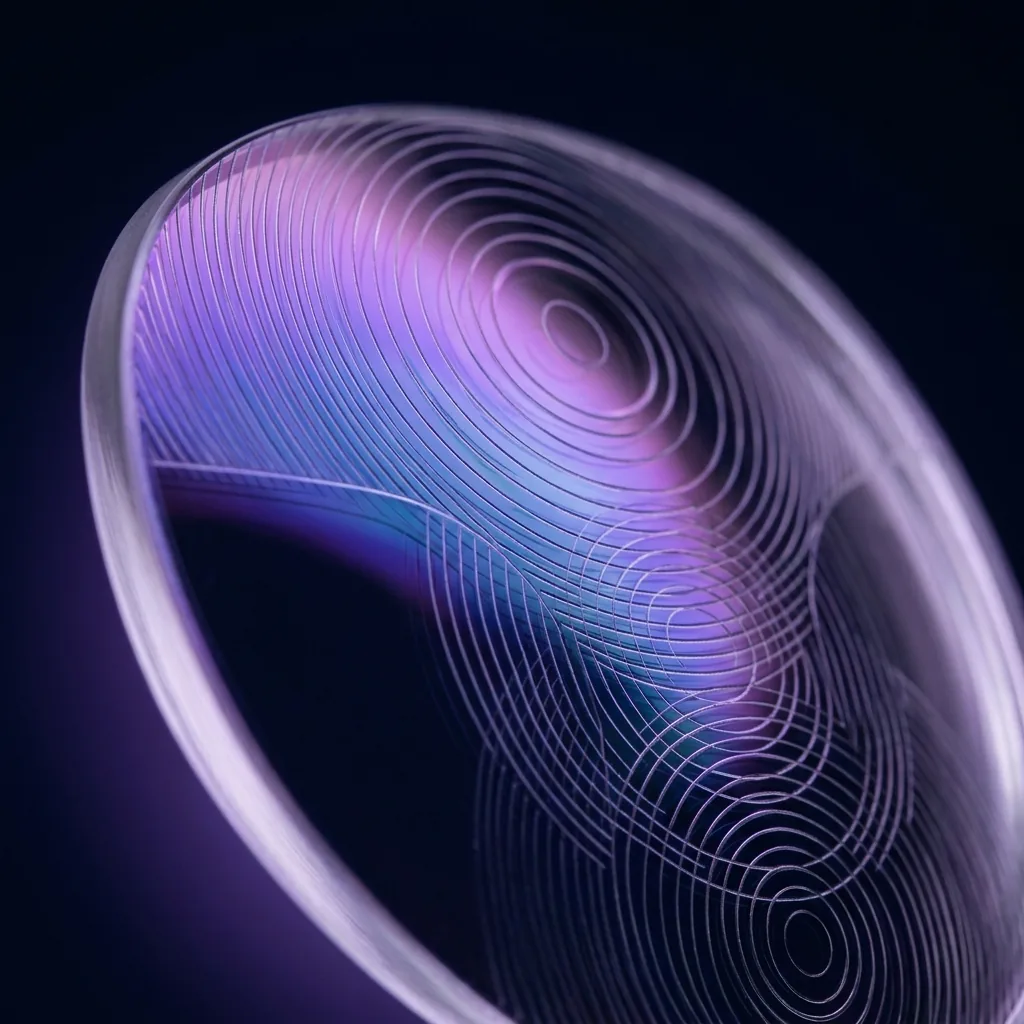 Macro detail of BlueLume micro-prism gaming lens layers